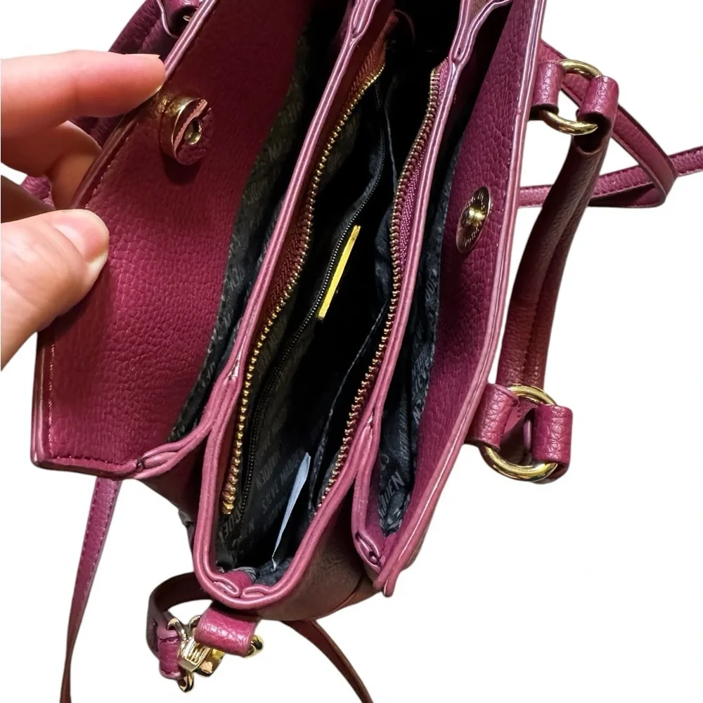👜 Steve Madden Burgundy‎ Tote Satchel Bag Crossbody Strap OS 👜